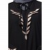 Embroidery abaya with balloon sleeves- Black